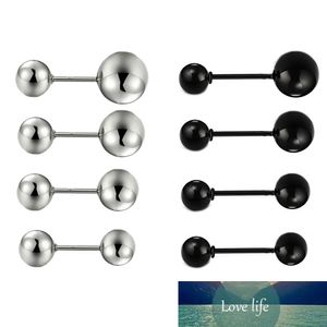 Wholesale black ball earrings for sale - Group buy 1 Pair L Stainless Steel Silve Gold Black Color Ball Barbell Ear Piercing Studs Earrings mm mm