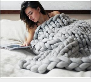 60*60cm 100*80cm Warm Chunky Knit Blanket Thick Woven Yarn Wool Bulky Knitted Throw Kinitted Throw Photograph Blanket fast shipping blankets