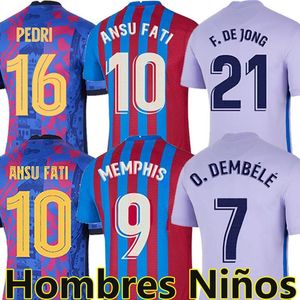 21 Kun Aguero Soccer Jerseys Camiseta de futbol Ansu Fatizmann Memphis Des Pedri Piqué Coutinho Troisième Shirt Football Hommes Kit Kit Ensemble