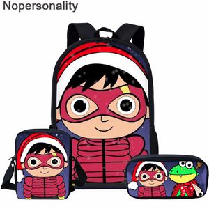 Dwaheartsgirl School Torby dla chłopców Dziewczyny Cartoon Print Ryan World Wzór 16inch Plecak Kids School Book Bag Mochila Escolar LJ201225