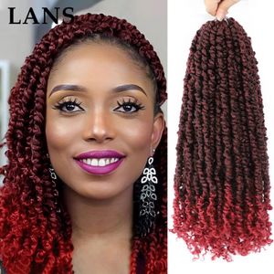 LANS 24 " Passion Twist Crochet Hair Pre-looped Synthetic Crochets Braids Hair Extensions Ombre Braiding Hair Black LS01