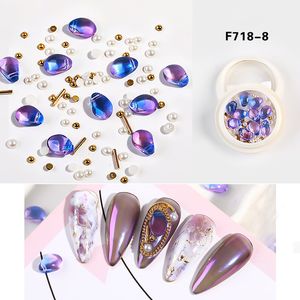 TAMAX NAR001 1 Scatola Strass 3D misti Decorazioni per nail art Adesivo in cristallo Oro AB Pietre lucide Fascino Accessori per manicure in vetro