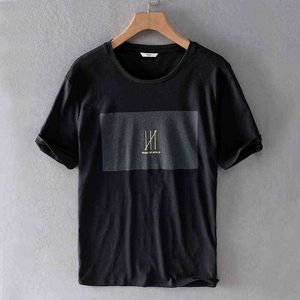 Sommer neue stil Italien leinen t-shirt männer marke schwarz t-shirt für männer lässige mode t-shirts männlichen lose t-shirt herren t-shirt G1229