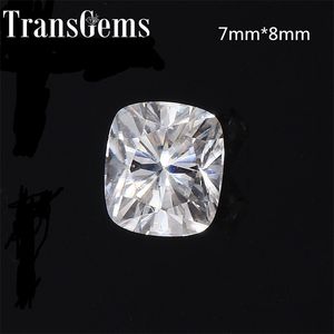 TransGems 7mm*8mm 2 ct F Color Cushion cut Lab Grown Moissanite Diamond Loose Stone Y200620