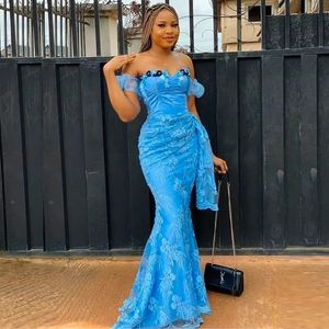 Trendy Aso Ebi Mermaid Evening Dresses Off Shoulder South Africa Nigerian Vestidos De Festa Party Dress Prom Formal Pageant Celebrity Gowns