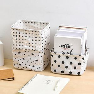 Scatola di immagazzinaggio del desktop Lino Giocattolo Cesto di immagazzinaggio di articoli vari Pieghevole Cosmetic Underware Organizer Contenitore impermeabile Dot Plaid 21 Disegni YG686