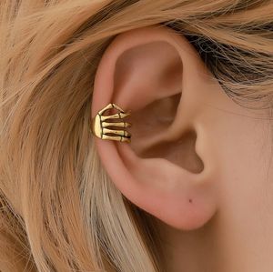 Fashion Punk Style Skull Hand Spine Ear Cuffs Gold Ear Cuff Clip Earrings For Women No Piercing Earrings