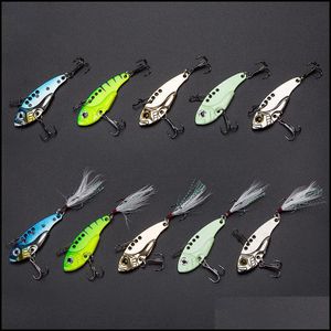 Baits & Lures Fishing Sports Outdoors Sale 7/9/12G 3D Eyes Metal Vib Blade Lure With Feather Sinking Vibration Artificial Vibe For Bass Pike