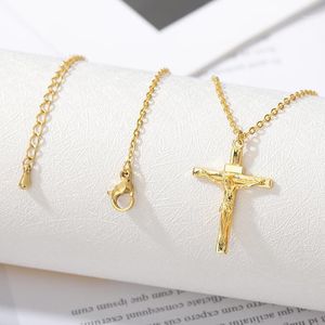 Chains Stainless Steel Jesus Cross Pendant Necklace For Women Men Fashion Gold Jewelry Chain Church Gift Christmas Special Gift1