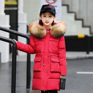 2020 Children's Back Jacket Girl Girl Medium Children's Wear Heavy Casaco Grande Grande Grande Collar Fur Wower Wear LJ201017