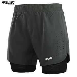Men's Running Shorts 2 in 1 Quick Dry Sport Shorts Athletic Training Fitness Short Pants Gym Workout Clothes B179