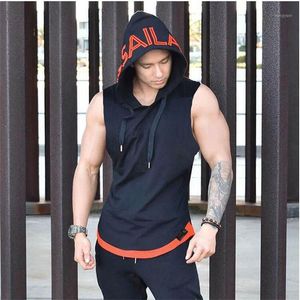 Herren-Tanktops Großhandel – Marke Bodybuilding Stringer Hoodies Sportwear Tanktops Fitness Männer Fitnessstudios Kleidung ärmellos mit Hoodie1