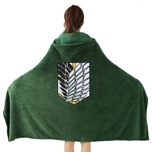 Attack on Titan Blanket Hoodie Cloak Cape Flannel Cosplay Kostym Hoodie Tjocklek Shingeki No Kyojin Survey Corps Throwet1