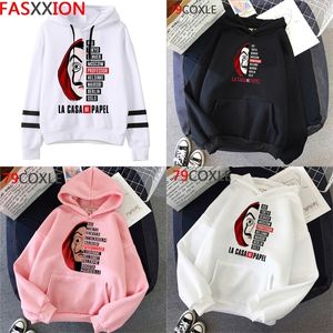 La Casa de Papel Hoodies Мужчины Унисекс Топ Мультфильм Деньги Heist Heist Heasted Дом бумаги Kawaii Аниме Симпатичные Белла Ciao Толстовка Мужской Q1222