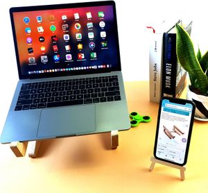 Stand per laptop, supporto desktop in legno per taccuino computer 13-17 pollici compatibile con Apple MacBook Air, Mac Pro e iPad Pro, HP, Dell, Acer, Toshiba, Surface, Lenovo ecc.