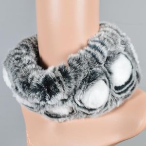 New Women Real Rex Fur Scarf Short Style Knitted Flowers Real Rex Fur Neckerchief Genuine Ring Scarves