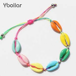Charm Bracelets Boho Handmade Colorful Puka Shell Bracelet For Women Girls Friendship Summer Hand Knit Beaded Strand1
