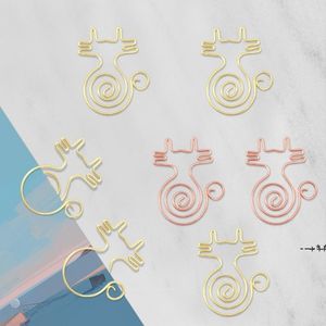 New12pcs / Set Rose Gold Cat Paper Clips Cute Kawaii Bookmark Memo Clip для офисных школьных принадлежностей Канцтовары RRB12973