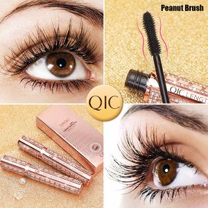 4D Seidenfaser-Mascara, wasserfeste Wimpern-Mascara, schwarz, extra lange Wimpern, langlebig, wischfest, natürliches Augen-Make-up, mit Diamanten besetzt