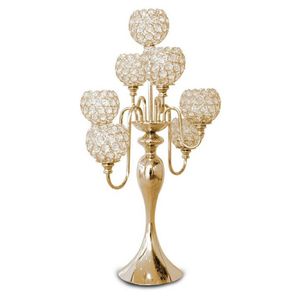 Metal Gold/Silver Candle Holders Retro 7-Arms With Crystals Stand Pillar Candlestick For Wedding Portavelas Candelabra