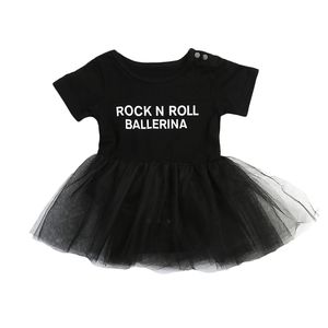 Pudcoco infantil bebê menina roupas tulle rock n rolo letter letter impressão vestido princesa tulle laço vestido conjunto 0- lj201221