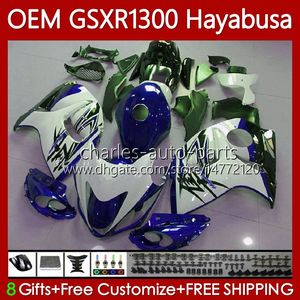 هيئة OEM لسوزوكي Hayabusa GSXR-1300 GSXR1300 08 09 10 11 12 13 أبيض أزرق 77NO.75 GSXR 1300 CC 1300CC 2014 2015 2016 2018 2018 GSX R1300 08-19 حقن هدية