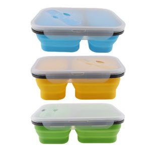 1100 ml Silikon faltbare tragbare Lunchbox große Kapazität Schüssel Mittagessen Bento Box faltbare Lunchbox umweltfreundlich T200710