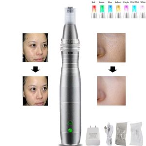 Wireless 7 colori LED Derma Pen Ultima Dermapen Auto Microneelde Kit Dr Pen per anti cicatrice da acne Ridurre l'allungamento per BB Cream Glow Treat