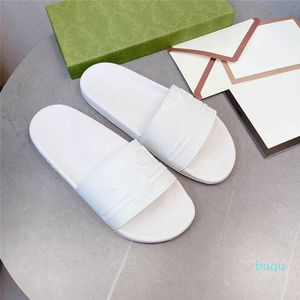 Designer- Strand Slides tofflor Kvinna Sandal Sommar Big Head Slippers Leather Hotel Bath Fashion Women Shoes