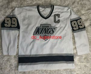 economico personalizzato Vintage CCM Wayne Gretzky # 99 Los Angeles King Hockey Jersey Stitch aggiungi qualsiasi nome numerico MEN KID HOCKEY JERSEYS XS-5XL