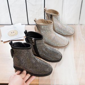 Çizmeler Kızlar Rhinestones Moda Kış Bahar Sonbahar Çocuk Ayakkabıları Kız Geniş Rahat Prenses Equestrain Bootie