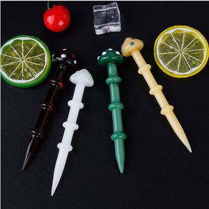 Glasvax Dabber Tool Colorful Mushroom Rökning Cap Stick Carving Oil DAB Rig Rig Rör Tobak Torka Herb Nail Bongs Quartz Water Banger