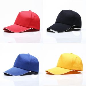 Plain 5 Panels Cotton Baseball Caps Curved Sandwish Brim Adjustable Strapback For Adults Mens Womens Dad Hats Casquette Blank Red 10 Colors