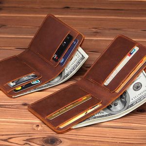 男性のための熱い販売の男性財布の純正レザーメンズ財布カジュアルな男性の財布カードホルダー石の茶色の小さな財布
