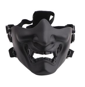 Skrämmande leende spöke halv ansiktsmask form justerbar (taktiskt) huvudbonader skydd halloween kostymer tillbehör gd1037