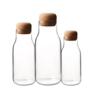 Enkel Glasflaska Mjölkdryck Förvaring Flaska Förseglad Can Candy Cookie Organizer Hem Storage Tank Skrivbord