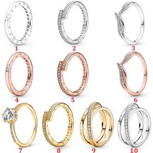 Designer Jewelry 925 Silver Wedding Ring Bead fit Pandora Valentine Day Triple Ring Ring New Cubic Zirconia Diamonds European Style Rings Birthday Ladies Gift