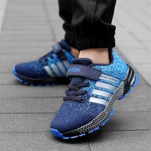 Nefes Örgü Çocuk Koşu Ayakkabıları Erkek Moda Hafif Spor Sneakers Çocuklar Kız Blue 220121 Için Tenis Okul Ayakkabı