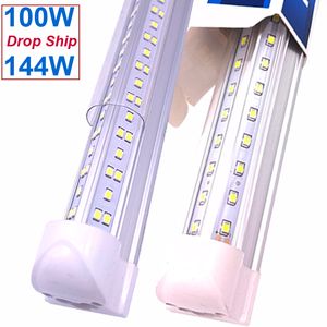Led Tube Lights 144W 8Ft 4Ft 72W Integrated T8 SMD2835 110lm/W High Bright Transparent Cover AC 85-265V Linkable Low Bay Shop Wall Ceiling Mounted Lights