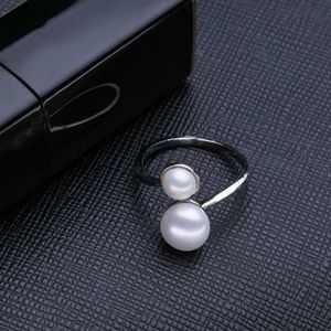 2017 New Double Pearl Ring ультрамодной пресной воды Pearl Регулируемые очаровывает кольца для женщин ювелирных изделий