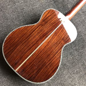 Beautiful Cedar Top Wood Abalone Binding OM Acoustic Guitar Ebony Fingerboard Accept Guitar Bass Amp Pedal OEM