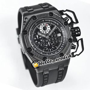 JFF Yeni PVD Siyah Çelik CNC İşlem ETA A7750 26165 Otomatik Chronograph Erkek İzle Siyah Doku Arama Kronometre Kauçuk Spor Hello_Watch