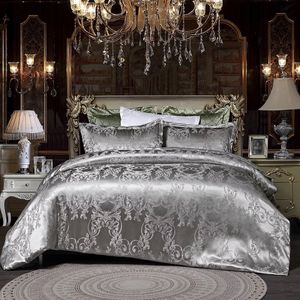 Lyxiga designer sängkläder set sation silver queen säng täcken set överdrag broderi europa snygga king size sängkläder set