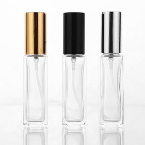 2020 5ml 10ml 20ml 30ml Transparent Thin Glass Spray Bottle Sample Glass Vials Portable Mini Perfume Atomizer Gold Silver black