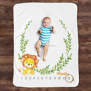 Baby Monthly Record Growth Milestone Blanket Newborn Animal Pattern Photography Props Photo Creative Background Cloth Infant Gif LJ201014