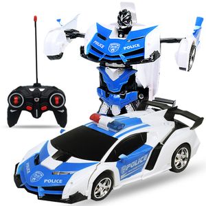 Remote Control One-key Automatic Transform Robot Deformation Car Toys Plastic Model Funny Action Figures for Boys Gifts Kid 201203