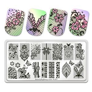 Wholesale stamping stainless steel for sale - Group buy Nail Stamping Plates Lace Flower butterfly leaves Heart Theme Image Stainless Steel Template Mold Nail Art Stencil