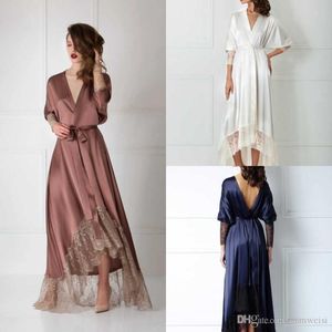 Neueste Sommer Frauen Robe Sexy Nachthemd Langarm Spitze Bademantel Braut Nachtwäsche Pyjamas Für Hochzeit Spa Prom Brautjungfer Schal