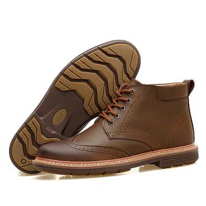 Hot Sale-Men Fashion Botki Zapatos Hombre Ciepłe Mężczyźni Winter Buty, 100% Oryginalne Buty Skórzane Buty Plus Size 38-44