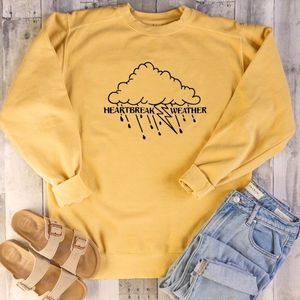 Heartbreak Weather Cloud Sweatshirt Rolig Ren Bomull Kvinnor Grafisk Unisex Crewneck Citat Jumper Outfits Pullovers Top Sweats T200904